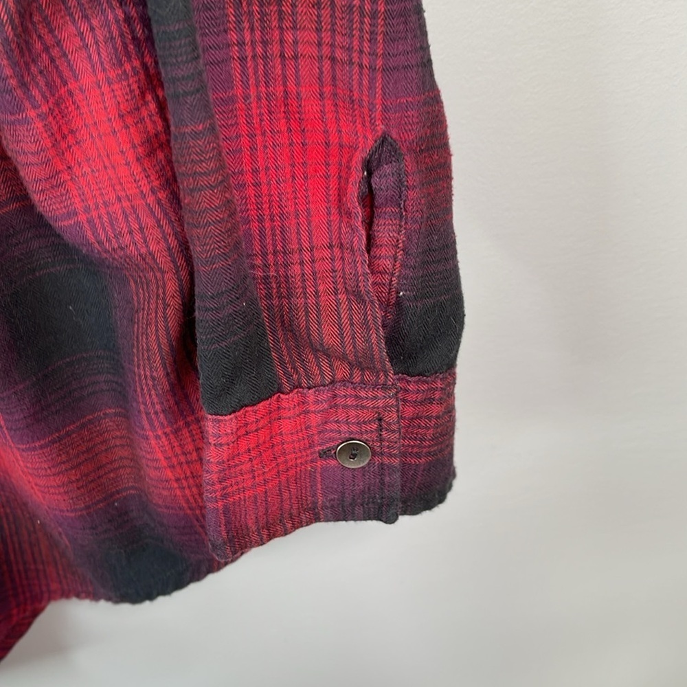 REBEL ROGUE Plaid Brushed Cotton Button Up Shirt Magenta Purple Black Size M - Picture 6 of 13